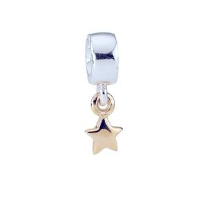 PANDORA 14K GOLD SS STAR DANGLE CHARM AUTH RARE